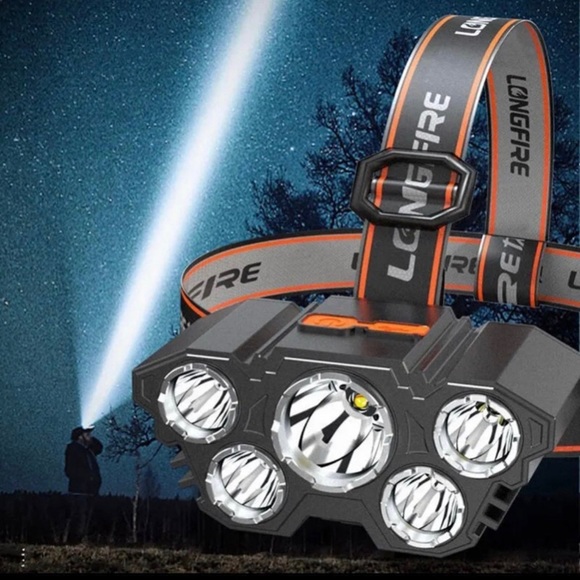 5 LED Headlamp Rechargeable Powerful Head Lamp with Built-in 18650 Battery - Picture 1 of 9